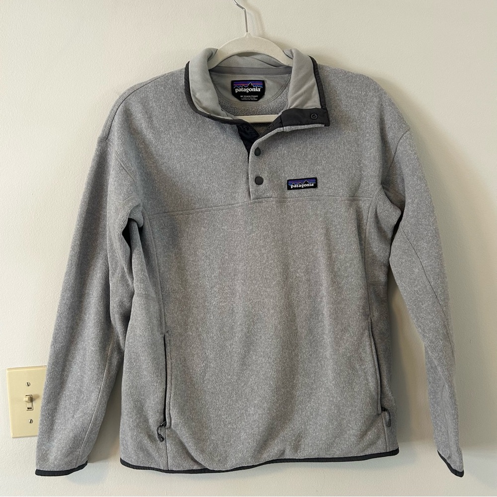 Patagonia Grey Lightweight Better Sweater Marsupial Quarter Snap Fleece Pullover